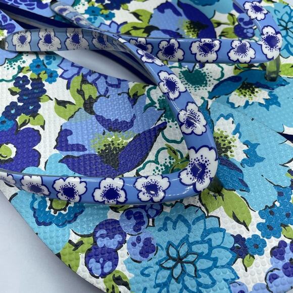 Vera Bradley Blue Floral Flip Flop Sandals Womens 7-8 Casual Summer Beachy - Picture 4 of 6